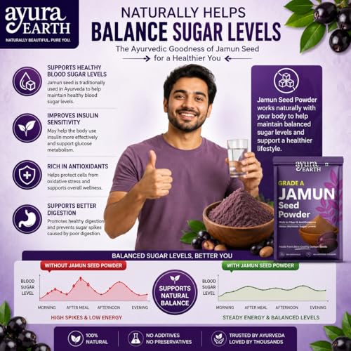 Image of Jamun Seed Powder for Diabetes (250g) | 100% Pure Kala Jamun Guthli | Java Plum Seed Powder | Neredu /Naval Kottai Powder (250g)