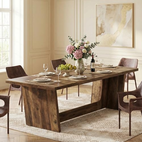 Lailang 180cm Tavolo da Pranzo, Tavolo Rettangolare, Angolo Caffe Cucina, Tavolo Legno Massello, Tavolo Riunioni Ufficio, Tavoli Moderni, 180 x 80 x 76 cm, Rustic Brown