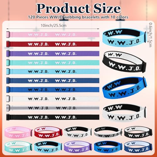 Webbings What Would Jesus Do Christian Gifts WWJD Jesus You Christian Bracelets Bulk Adjustable Wristbands Colorful for Church Women Men Fundraisers2