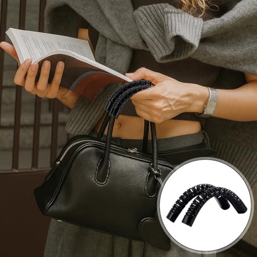 PH PandaHall 2pcs Leather Handbag Handle Wrap 5.5" Protector Wrap Covers Shoulder Bag Handle Wraps Soft Purse Strap Pad for Shopping, Travel, Suitcase, Tote Bag Wallet, Black3