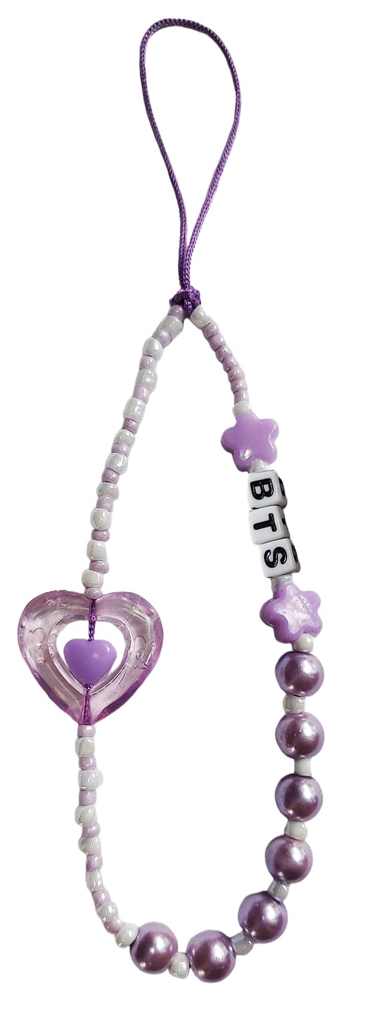K-pop Boy Band Purple Beaded Handmade Korean Style Phone Charm Lanyard for K-pop fans