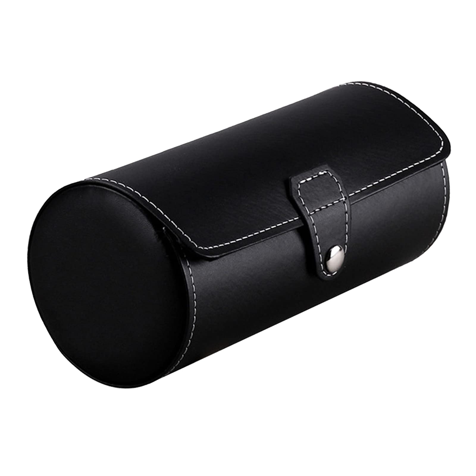 Boîte de rouleau de montre HU803 en cuir PU noir avec 3 slots élégants pour rangement