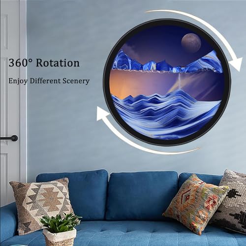 TNSLGHS Moving Sand Art, Wall Mounted Sand Art Liquid Motion, 360°Rotate Moving Sand Wall Art Deep Sea Sandscape Room Decoration, Relaxing Mood Home Office Work Decor,F-24in/61cm - Image 2