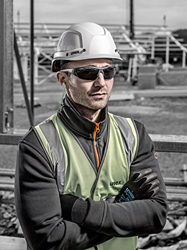 Uvex i-works Schutzbrille, Arbeitsschutzbrille mit supravision excellence Technologie, kratzfest & beschlagfrei, UV400-Schutz, Anthrazit-Grau/Getönt
