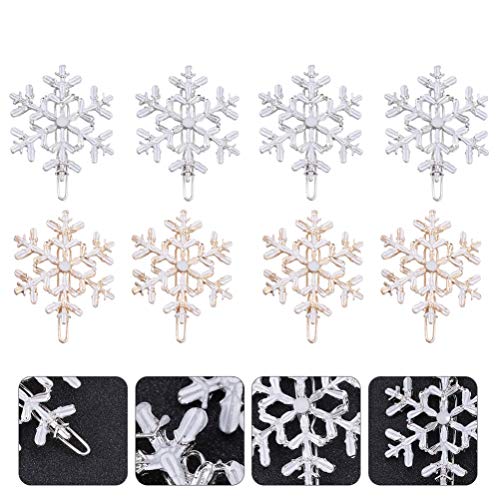 Beaupretty 8Pcs Snowflake Hair Clips Christmas Holiday Hair Barrettes Hairpins Hair Accessories Christmas Gifts For Women Girls #TOP7