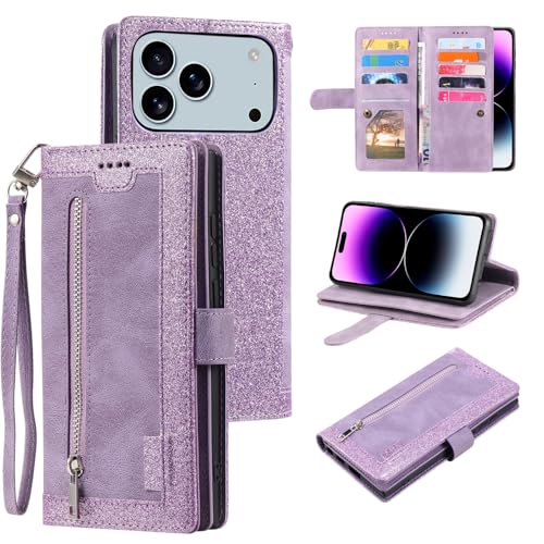 Coque portefeuille iPhone 17 Pro Max étui rabat cuir magnétique violet