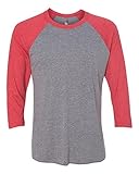 Next Level 6051 Women's Tri-Blend 3/4-Sleeve Raglan Tee Shirt Medium Red/Heather