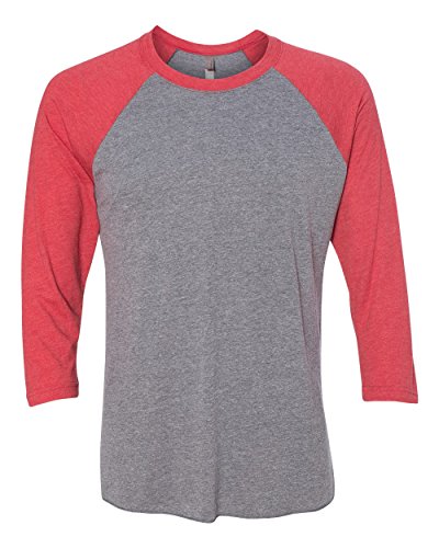 Next Level 6051 Women's Tri-Blend 3/4-Sleeve Raglan Tee Shirt Medium Red/Heather