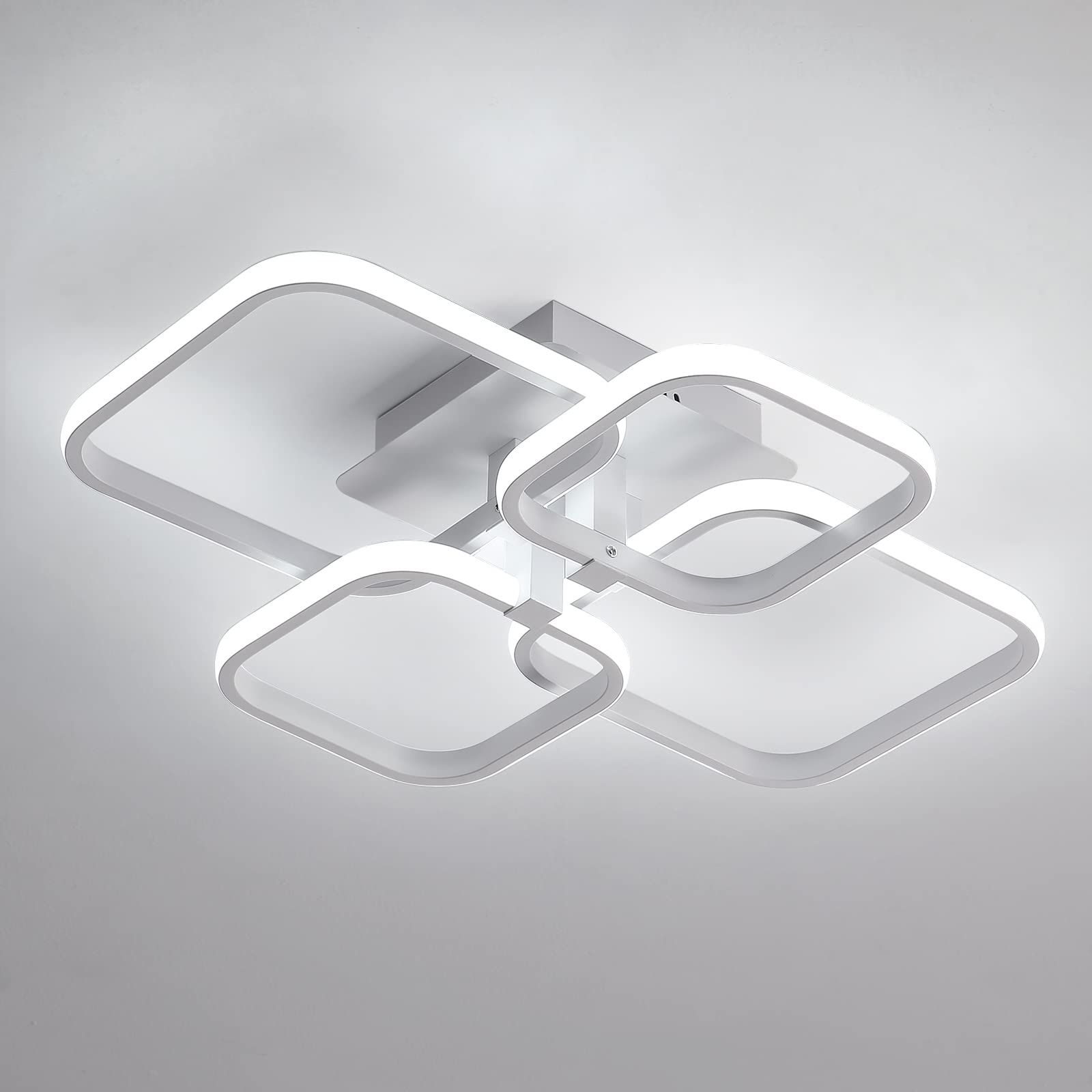 Pheashine Lámparas de Techo LED 60W Plafon Led Techo Cuadrada Design, Lamparas de Techo Moderna Blanca para Salon, Dormitorio, Cocina, Comedor, 6500K Luz Fria