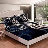 Juego de Ropa de Cama Industrial con Engranajes temáticos, Juego de sábanas para niños y niñas Estilo Steampunk con 2 Fundas de Almohada, 3 Piezas de tamaño Doble