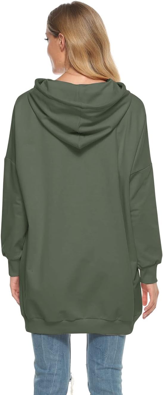 Famulily Womens Oversized Hoodie Extra Long Hooded Tunic Sweatshirt with Pockets - Image 4