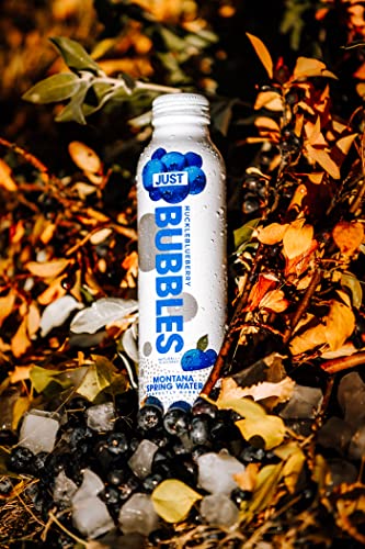 Image of JUST Bubbles Huckleblueberry - Pure Premium Sparkling Spring Water in a Fully Recyclable Reusable Eco-Friendly Bottle - 100% Mountain-Sourced Carbonated Water with Naturally Occurring Minerals, 16 Fl Oz (Pack of 12)