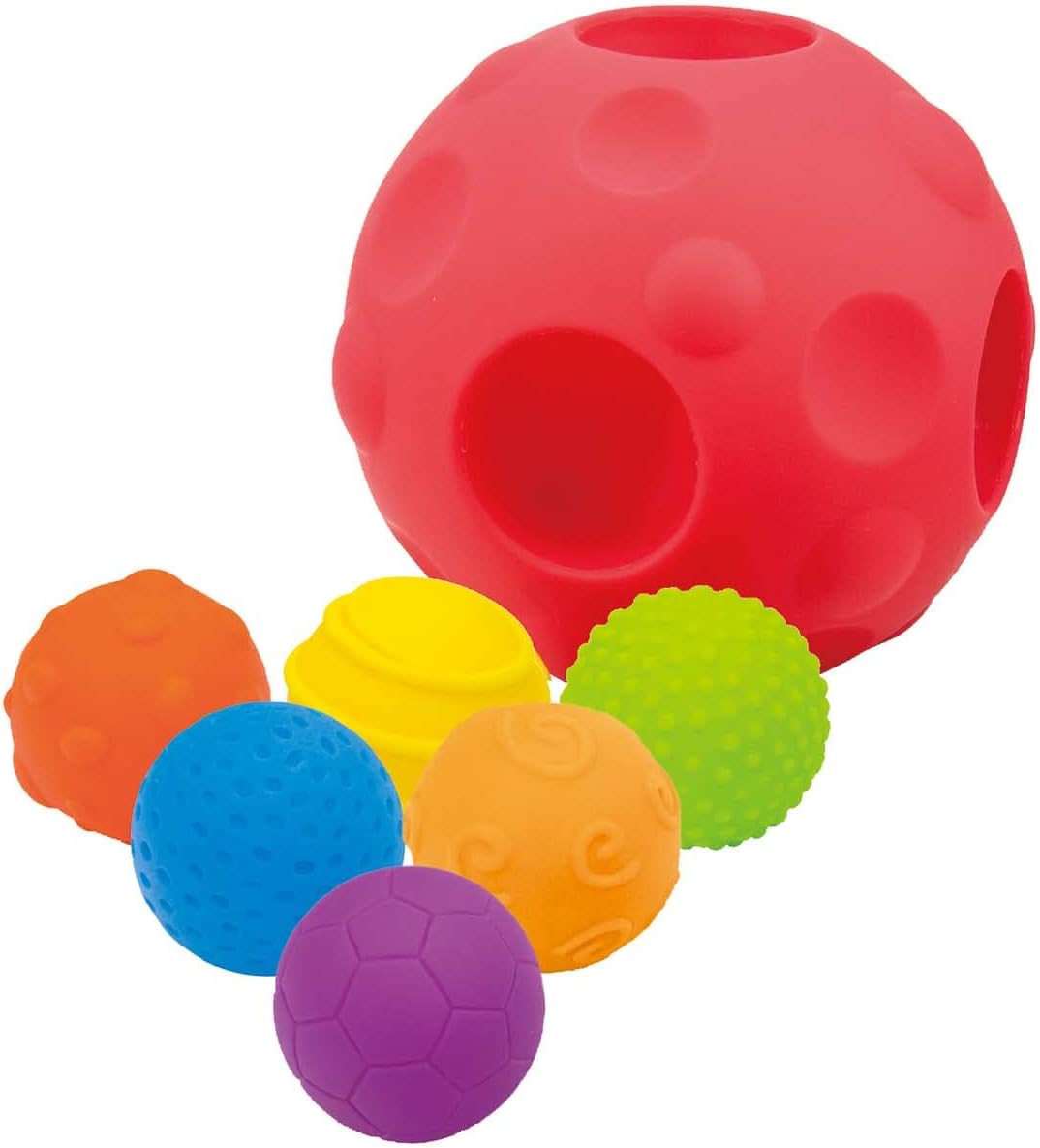 Tachan - Large Meteorito Ball with 5 Mini Balls, Different Textures and Colours, Stimulation Fine Motor and Senses