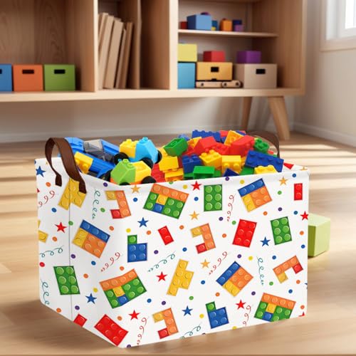 Image of Kid Cute Nursery Storage Basket Baby Toy Clothes Storage Bin Playroom Bedroom Decor Basket(Building Blocks)