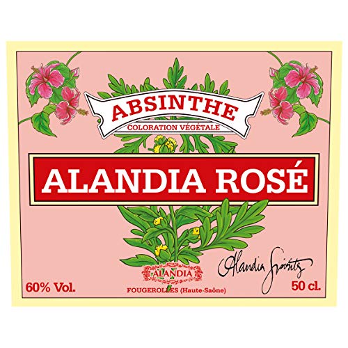 Absinth ALANDIA Rosé | Mit Hibiskusblüten natürlich gefärbt (ohne Farbstoff) | Traditionelles Rezept aus dem 19. Jh. | 60% Vol. | (1x 0.5 l)