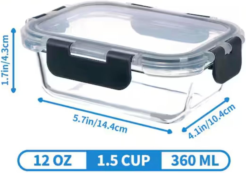 24-Piece Airtight Glass Food Storage Containers with Lids FT32525