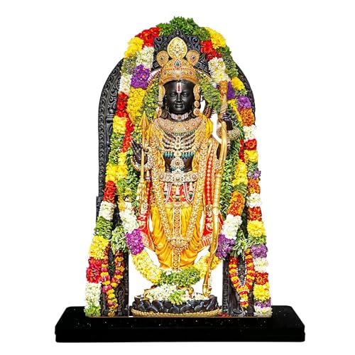Image of Engineered Wood Ram Lalla Mdf Cutout Of Ram Ji Ki Murti Lalla Statue In Ayodhya Mandir (2D), Idol Home Decor, Divine Gifts, Big Size Ram Lalla Statue (Ram Ji 2, 8 Inch), Black