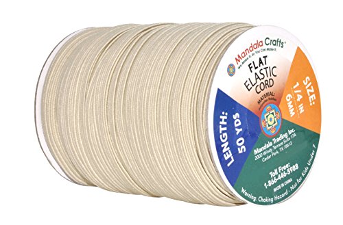 image for Mandala Crafts 6mm 50 Yds Roll of Cream Elastic Bands for Sewing - 1/4