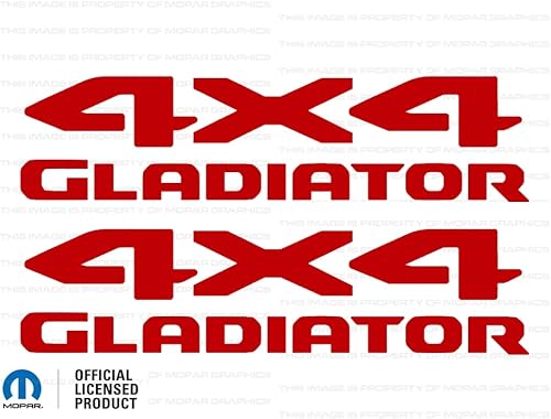 Miniatura 1 de Decal Mods Calcomanías gráficas de cabecera de gladiador 4x4 para Jeep WranglerGladiator JLJT (2019-2022), rojo CR (juego de 2)  SJ1G5