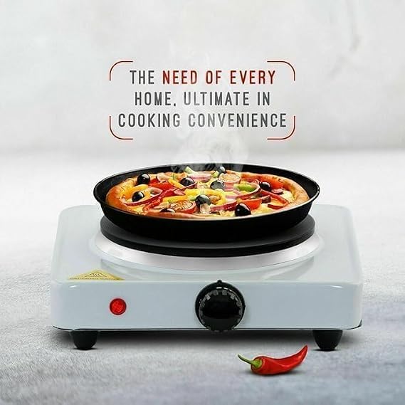 Image of Portable Electric Hot Plate, 1000W Single Burner, Adjustable Temperature Control, Flexible Precise Table Top,Camping, Caravan,Heavy Duty Cooking, 4 Heat Settings, Compact Durable