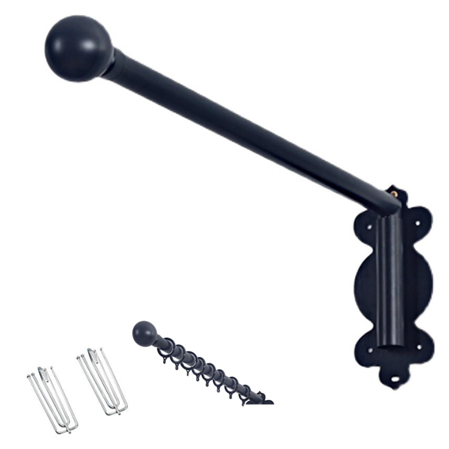 GLDYTVF Adjustable No-Drill Curtain Rods for Entry Doors 90cm Black Pivoting Curtain Pole Easy Installation for Side Panels Modern Stylish Home Décor Solutions