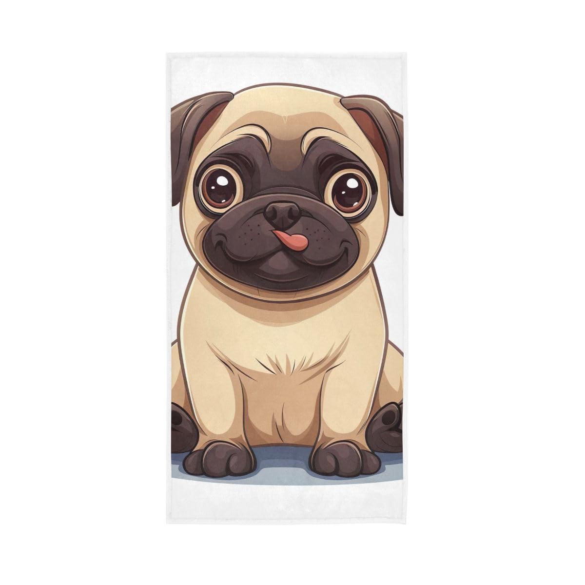 LSRCPD Cute Pug Dog White Hand Towel, Bathroom Towel for Hand, Face, Hair, Yoga, Kitchen, Bath 15 x 30 Inches