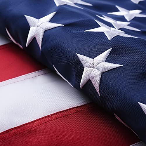 American Flag 3x5 Outside, Polyester US Flags for Outdoor Indoor, Heavy Duty Durable, Deluxe Embroidered Stars, Brass Grommets, Sewn Stripes, Vivid Color, Fade Resistant and waterproof
