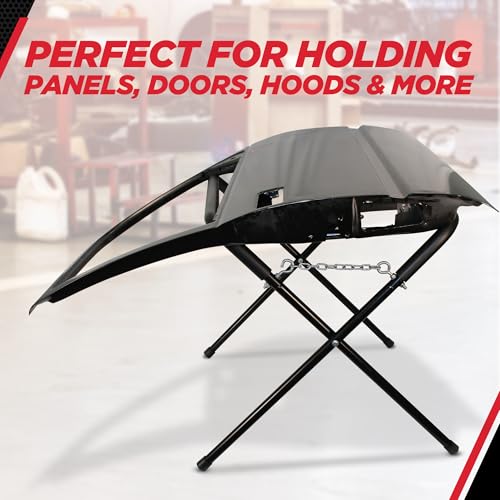 Image of Champ Heavy Duty Folding Stand, 1,000 lb Capacity, Portable Work Stand for Garage and Shop, Adjustable Height 32 inch-42 inch, Galvanized Steel, Skid-resistant, Foam Cushions, Lightweight Foldable Work Table