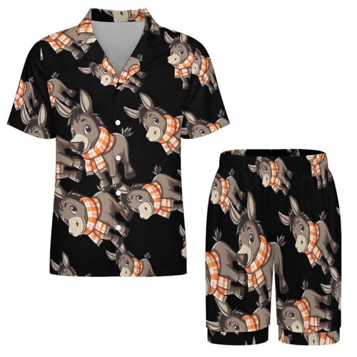 Fall Donkey Mens Pajamas Set Short Sleeve Sleepwear Summer Pjs Sets 2 Piece Loungewear Nightwear3