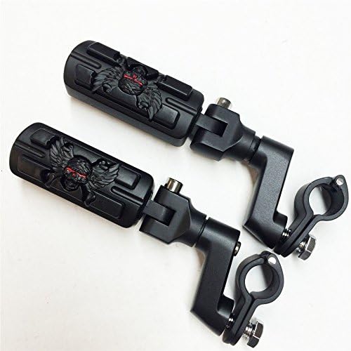 Miniatura 2 de Forma de zombi de calavera de ala de 1 1/4 "Highway Radical Stiletto 4475 Foot Pegs Abrazaderas para Harley Sportster Touring Cuerpo Negro Goma por
