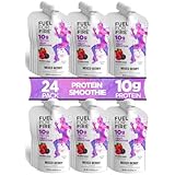 Fuel For Fire - Fruit & Protein Smoothie Squeeze Pouch 4.5 oz - Perfect for Workouts, Kids, Snacking - Gluten-Free, Soy-Free, Kosher, No Added Sugar (Mixed Berry, 24-Pack)