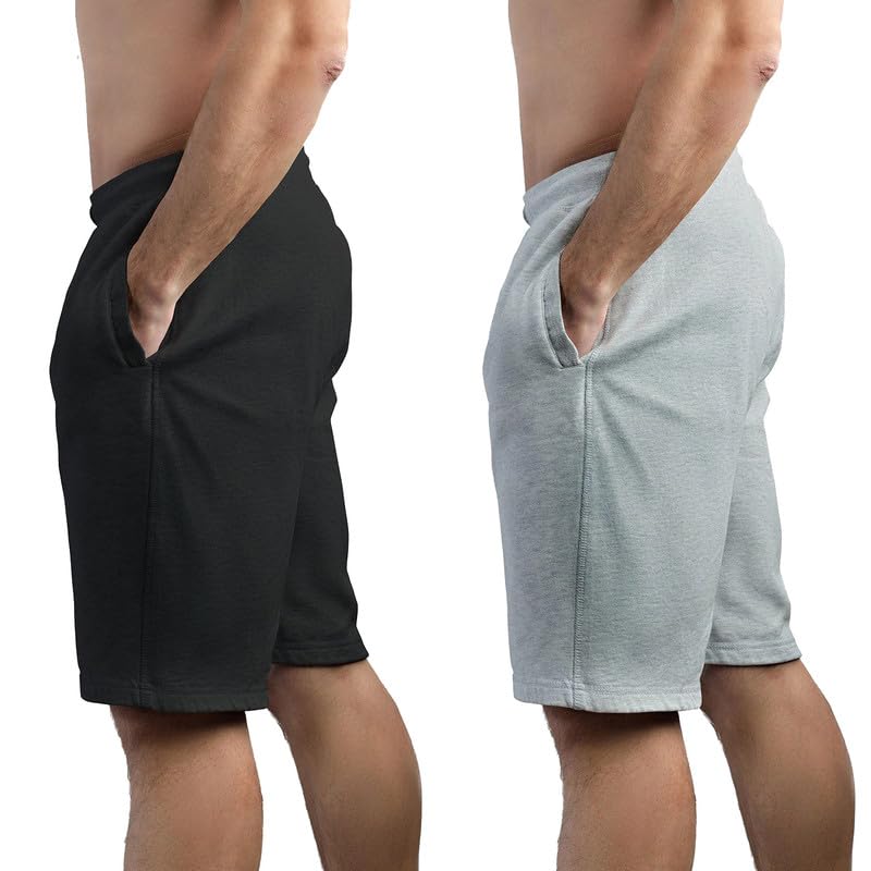 Image of hotfits Plus Size Men's Cotton Knee-Length Shorts - 2-Pack | Solid Colors, Breathable, Comfortable Workout, Running, Nightwear Shorts with 2 Side Pockets for Daily Casual & Sports