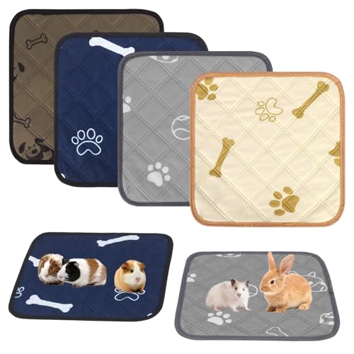 Niuoppy 4 Forros para gaiola de porquinho, almofadas laváveis e absorventes para animais pequenos, 30 x 30 cm (cinzento amarelo)