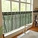 Sutuo Home Olive Green Boho Short Curtains Valance with Tassles, Bohemian Linen Light Filtering Vintage French Country Christmas Window Treatment Embroidery Drape, Rod Pocket 1 Panel 52