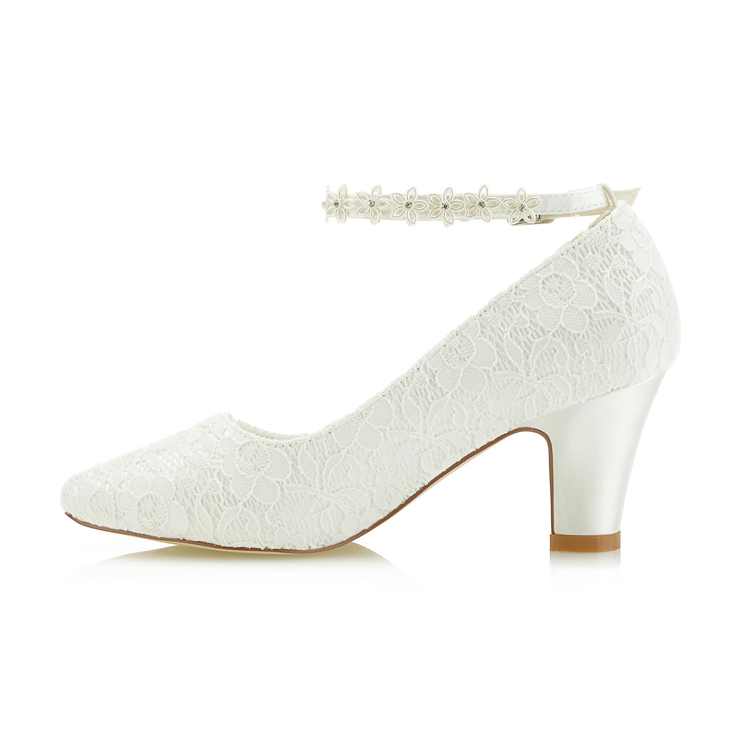 Zapatos de Novia JIAJIA 62311A Tacón Grueso 7cm Satén Flores Boda