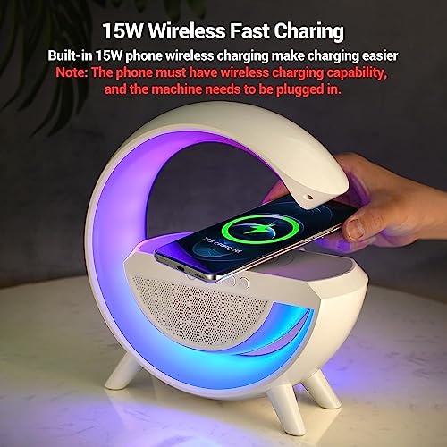 Image of Desidiya G Speaker Lamp - APP Control 3 in 1 Multi-Function Bluetooth Speaker with Wireless Fast Charging, RGB Light and Sunrise Alarm Clock for Bedroom & Bedside Table