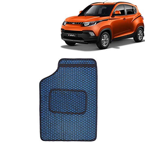 Image of Kingsway Dotted Design Car Floor Foot Mats Universal Fit for Mahindra KUV 100, Model Year : 2016 Onwards, Water and Dustproof, Color Blue, Set of 5 Pieces