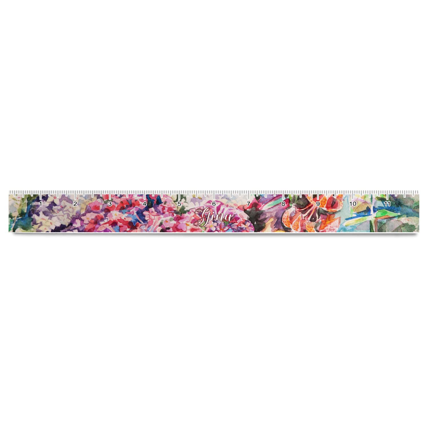 Personalized Watercolor Floral Plastic Ruler - 12