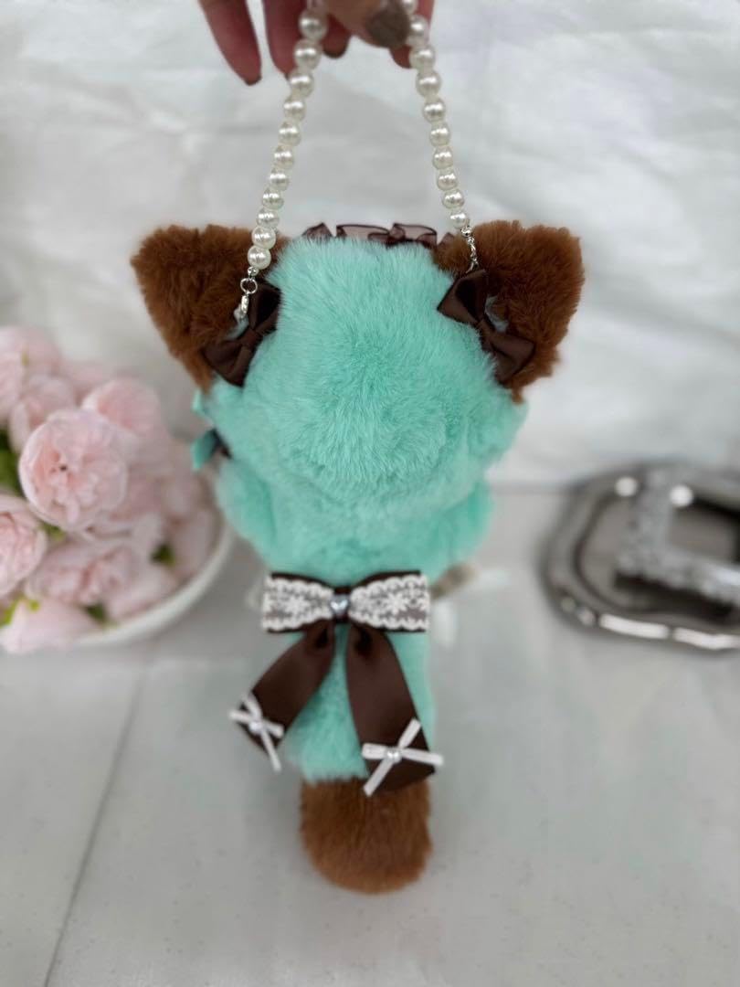 おすわり ぬい服 ねこ ちびぐるみ ミントグリーン 水色