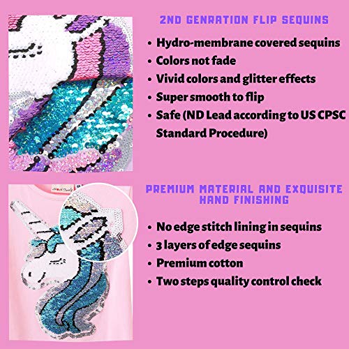 Hh Family Flip Sequin Unicorn Shirt Tee For Girls 3-12 Years (5, Aurora Q) #TOP2