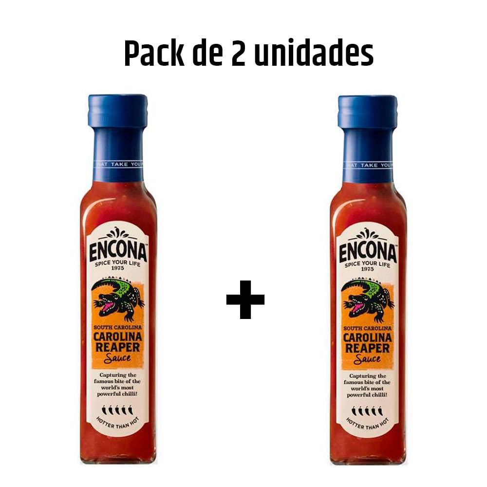 Salsa picante extrema Carolina Reaper 8% pack 2 botellas 142 ml para tacos hamburguesas pizza