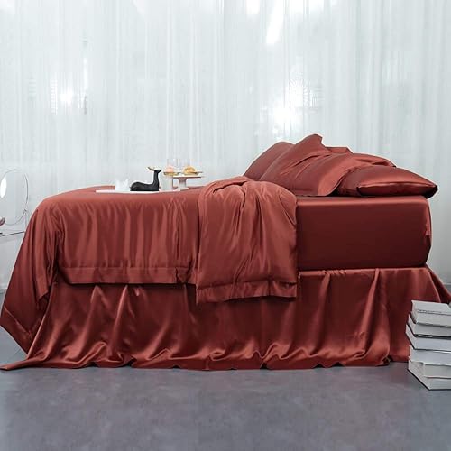 Miniatura 9 de Orose Juego de sábanas de seda de 4 piezas de 0.99 pulgadas (0.984in), 100% seda de morera Charmeuse, sin costuras, grueso, seda pesada, bolsillo