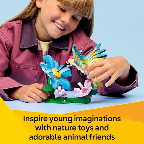 LEGO Creator 3in1 Wild Animals: Colourful Hummingbird - Bird Toy Transforms into a Butterfly or Fish Figure - DIY Room Decor Idea - Creative Gift for 8+ Year Old Girls & Boys - 31384