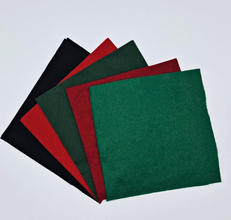 Wool Blend Craft Felt Square Colour Pack 9" / 22cm EN17 Standard 10 Pack (Poppy)
