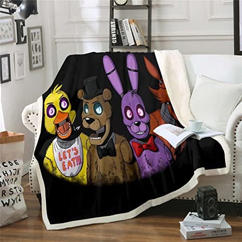 Fgolphd Five Nights at Freddy's Fleece Blankets for Adults Children, 100% Microfibre, Soft and Warm, for Sofa Bed and Sofa (1,100 x 140 cm)