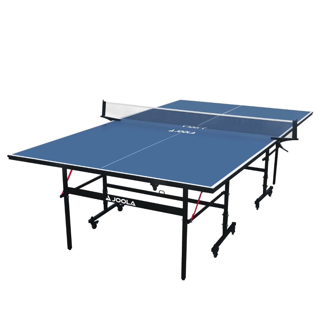JOOLA Inside Professional MDF Indoor Ping Pong Table with Quick Clamp Table Tennis Net and Post Set - 10 Minute Easy Assembly - Tournament Quality - Foldable with Single Player Playback Mode