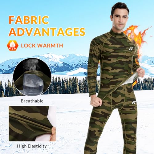 MeetHoo Men Thermal Underwear Set Long Johns with Fleece Lined Base Layer Men Cold Weather Top Bottom for Skiing Running — view 2