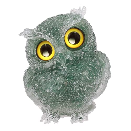 Nupuyai 2.4" Green Aventurine Owl Bird Carved Crystal Animal Statue Ornament