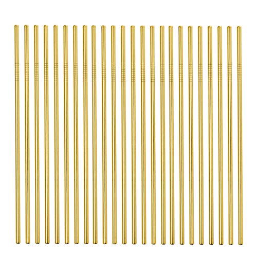 Pitillos de acero inoxidable dorados 48 pcs 26.7 cm miniatura 1