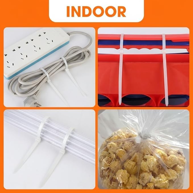 Image of bvslf 100 MM x 2.5 MM | 400 PCS | Small Cable Ties Clear White Mini Thin Cable Ties, Plastic Zip Ties, 4 Inch Nylon Self Locking Cable Tie Wraps for Household, Office, Garden